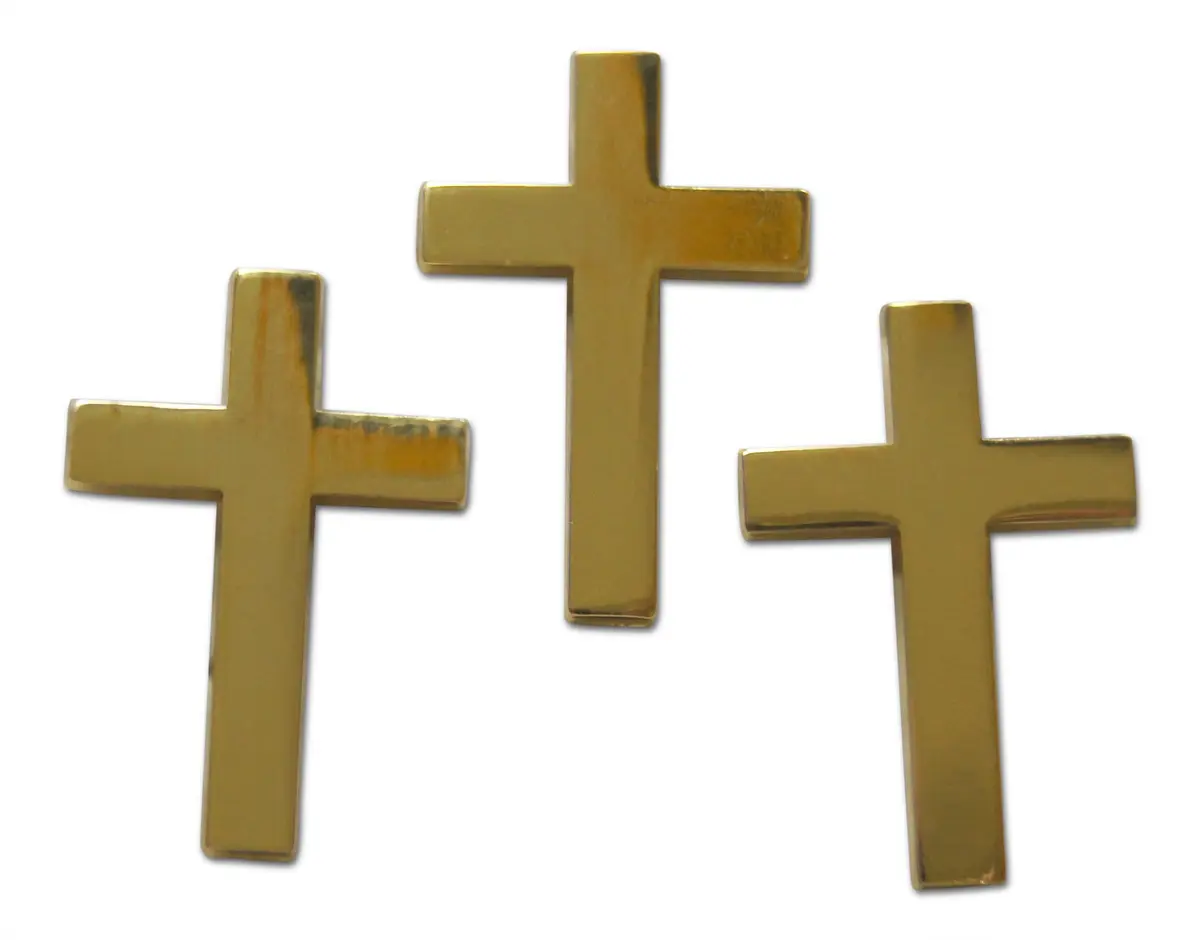 Novel Merk Christian Cross Icon Religious Lapel Pin, Hat Pin & Tie Tack Set with Clutch Back (3 Cross) - main product image