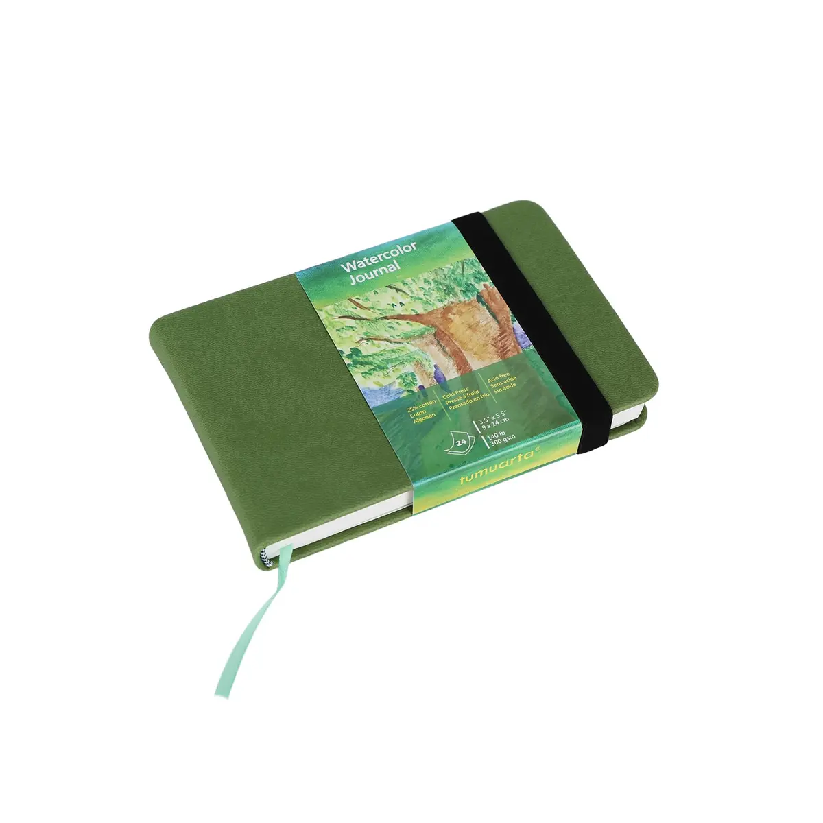 tumuarta Watercolor Journal 3.5x5.5” | 140 LB Cotton Paper, Cold Press, 24 Sheets - main product image
