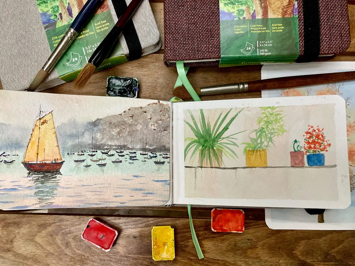 tumuarta Watercolor Journal 3.5x5.5” | 140 LB Cotton Paper, Cold Press, 24 Sheets - view 7