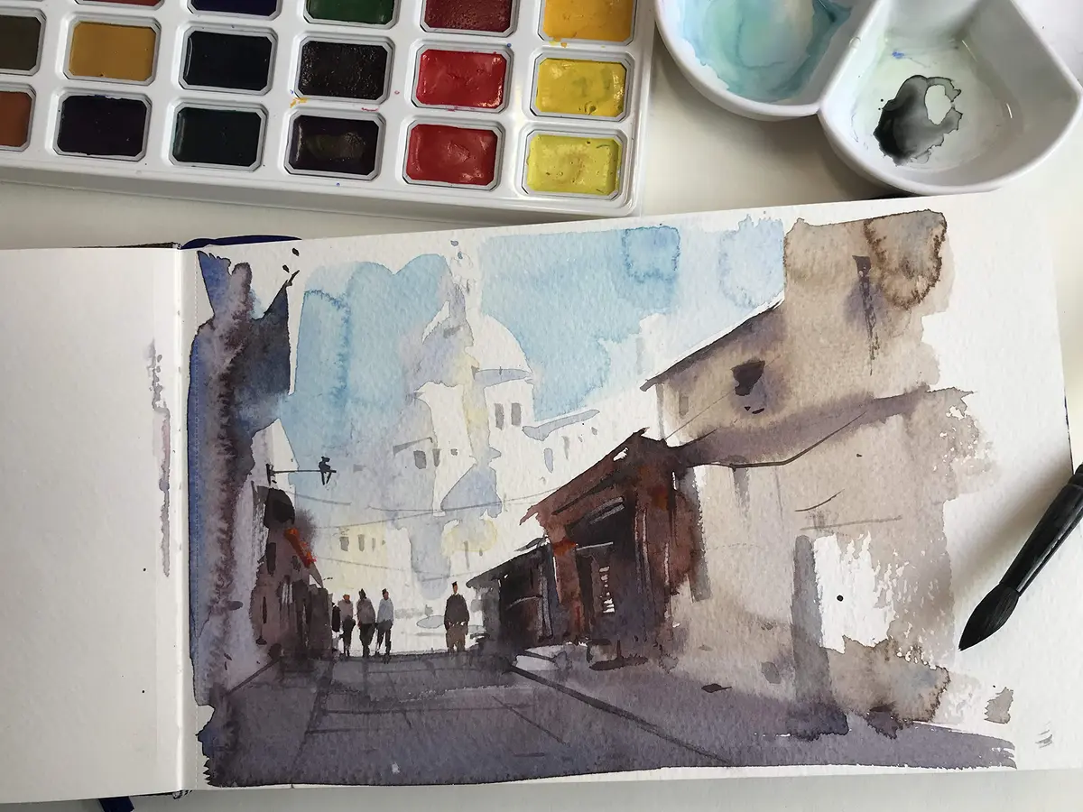 tumuarta Watercolor Journal 3.5x5.5” | 140 LB Cotton Paper, Cold Press, 24 Sheets - view 2