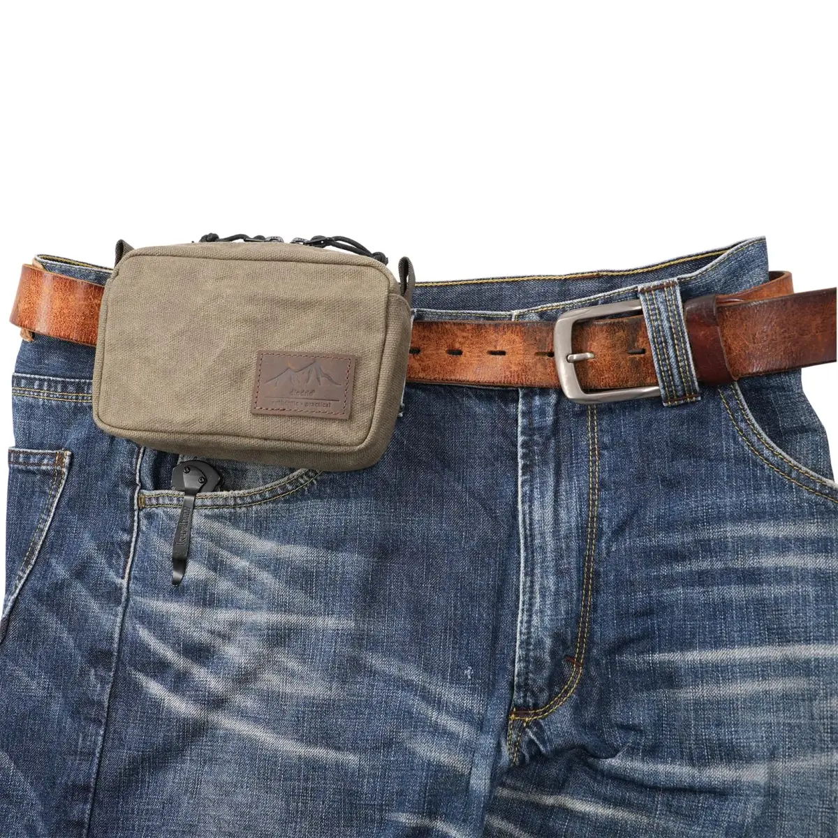 diodrio Waxed Canvas Belt Pouch Medium | Water Resistant EDC Bag for Men & Women - main product image