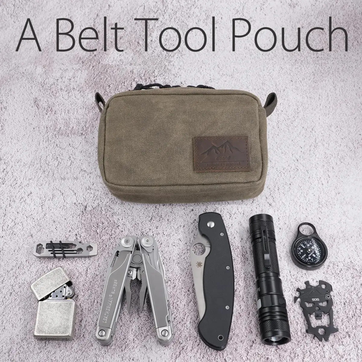 diodrio Waxed Canvas Belt Pouch Medium | Water Resistant EDC Bag for Men & Women - view 4