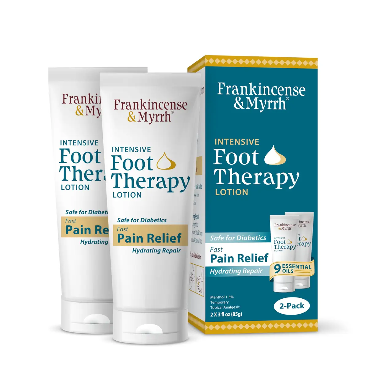FRANKINCENSE & MYRRH Intensive Foot Therapy Lotion, Restless Leg 3oz | Hydrating & Pain Relief for Dry, Rough Skin - main product image