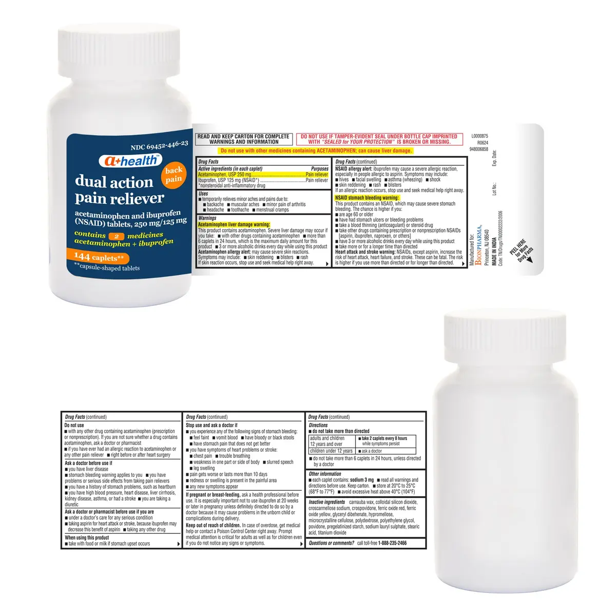 A+Health Dual Action Back Pain Relief Caplets 144 ct | Acetaminophen & Ibuprofen for Fast Relief - view 6