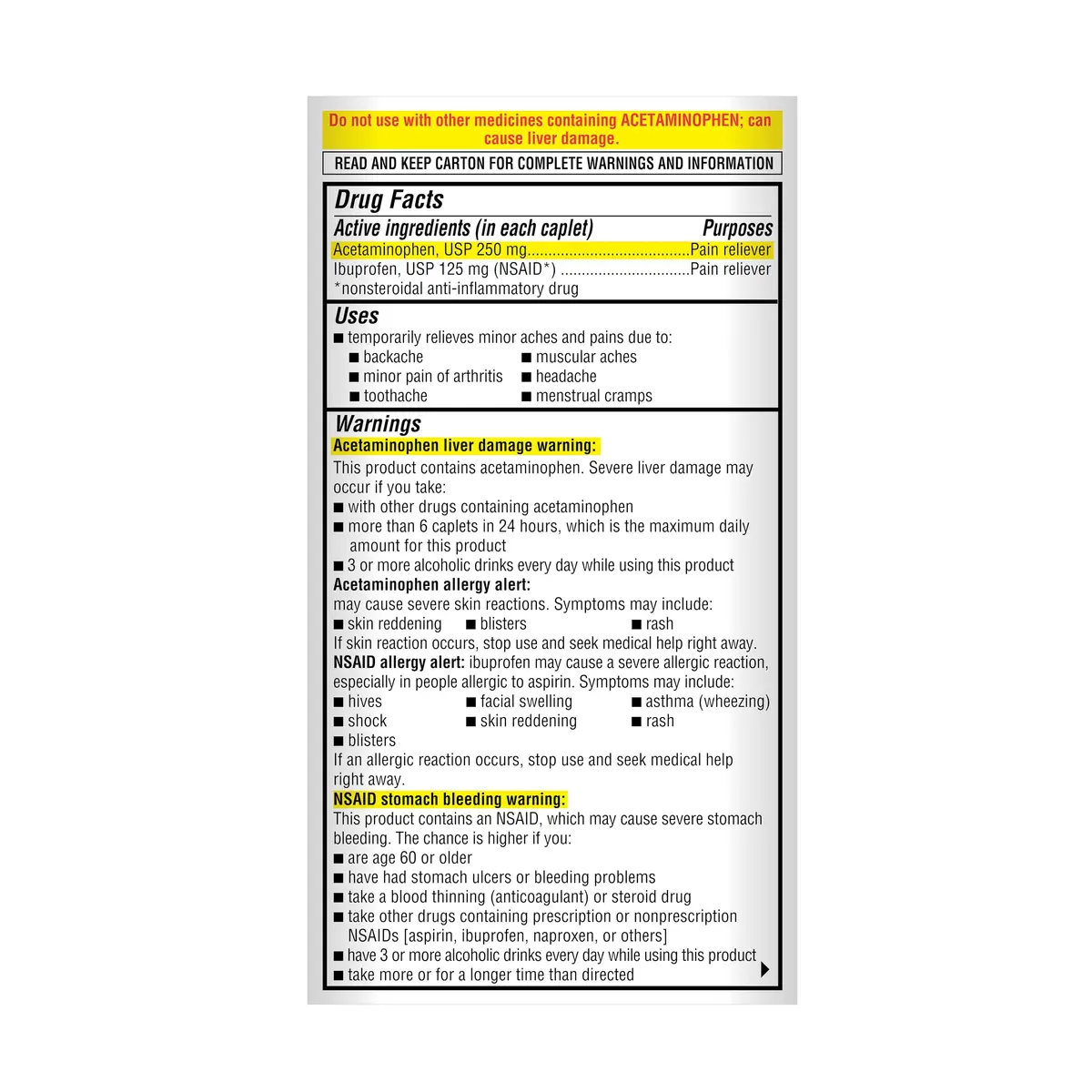 A+Health Dual Action Back Pain Relief Caplets 144 ct | Acetaminophen & Ibuprofen for Fast Relief - view 7