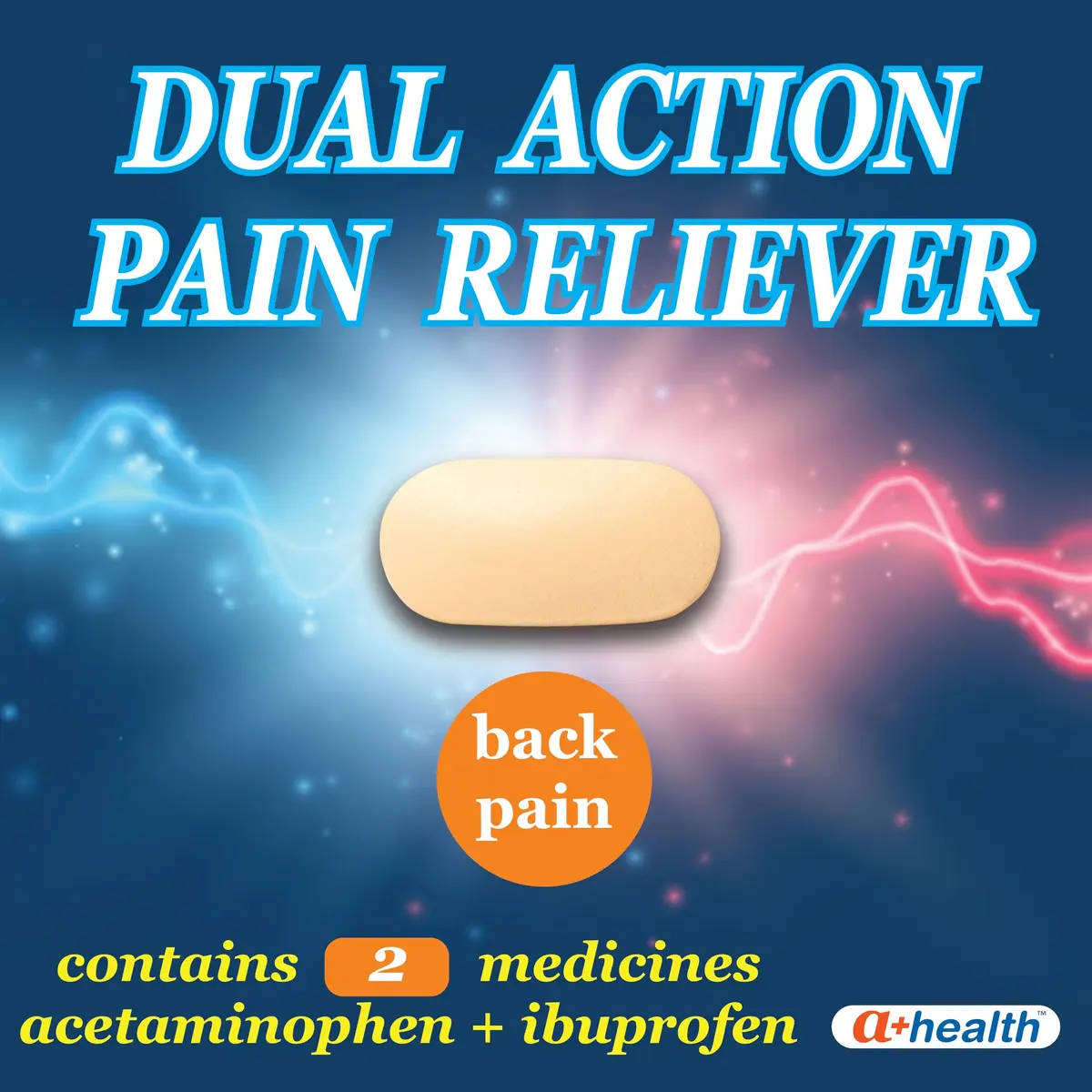 A+Health Dual Action Back Pain Relief Caplets 144 ct | Acetaminophen & Ibuprofen for Fast Relief - view 4