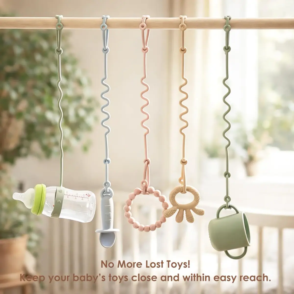 Andy Bear Silicone Toy Straps for Baby 6 Pack | Food Grade & BPA-Free for Strollers & High Chairs - view 2