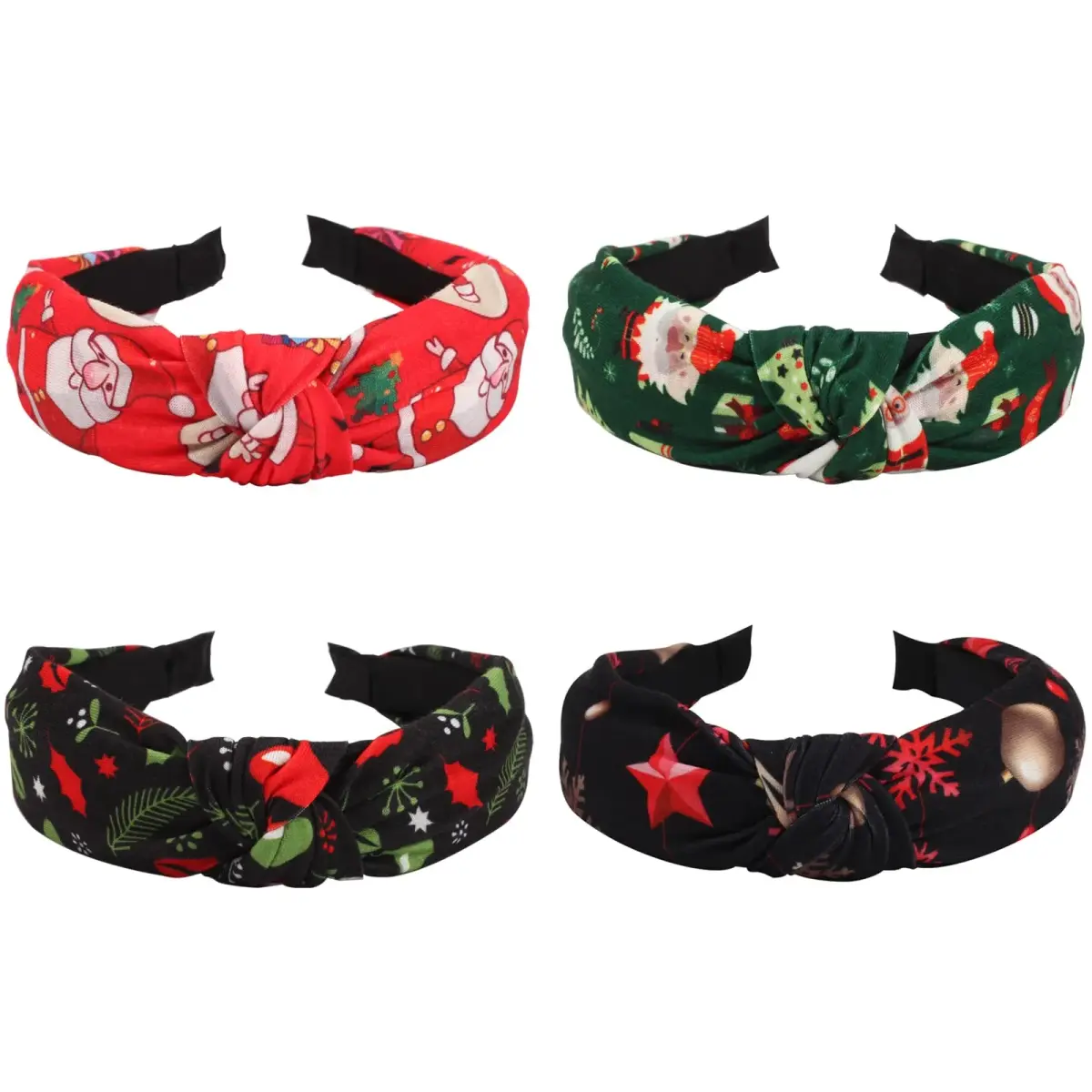 Ardorchid Green Christmas Headband Set | 4-Piece Fabric Hair Hoop for Women & Girls - main product image