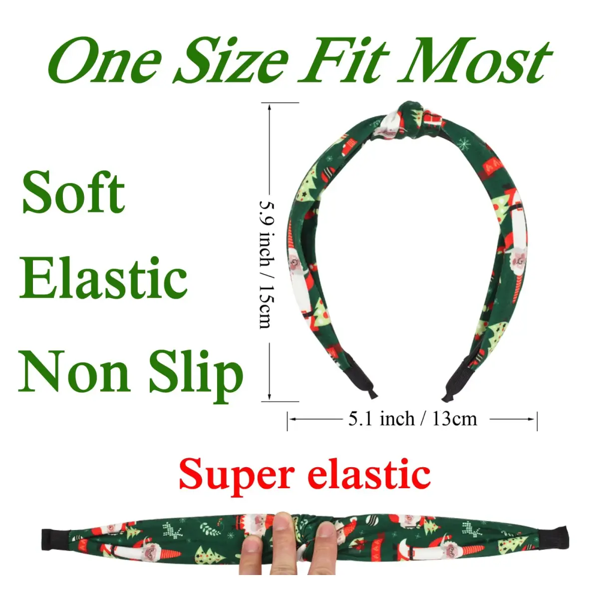Ardorchid Green Christmas Headband Set | 4-Piece Fabric Hair Hoop for Women & Girls - view 3