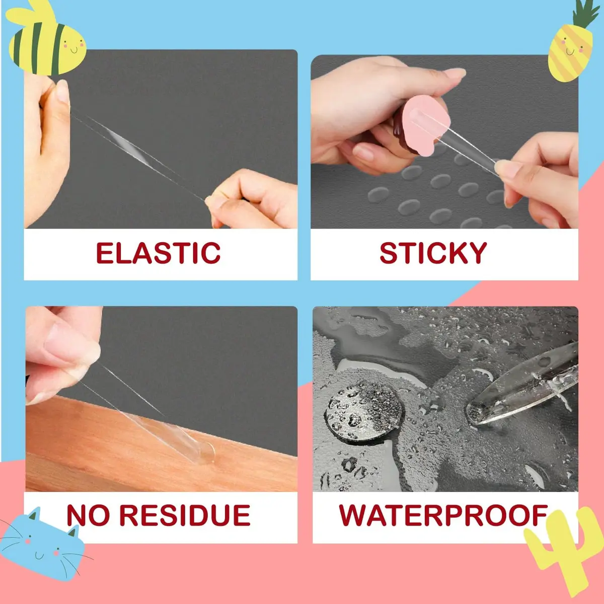 D-NYX Clear Adhesive Tape Dots 280 Count | Double-Sided, Removable, Waterproof - view 5