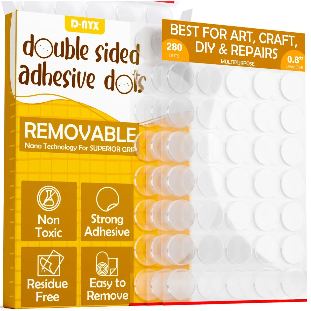 D-NYX Clear Adhesive Tape Dots 280 Count | Double-Sided, Removable, Waterproof - view 9