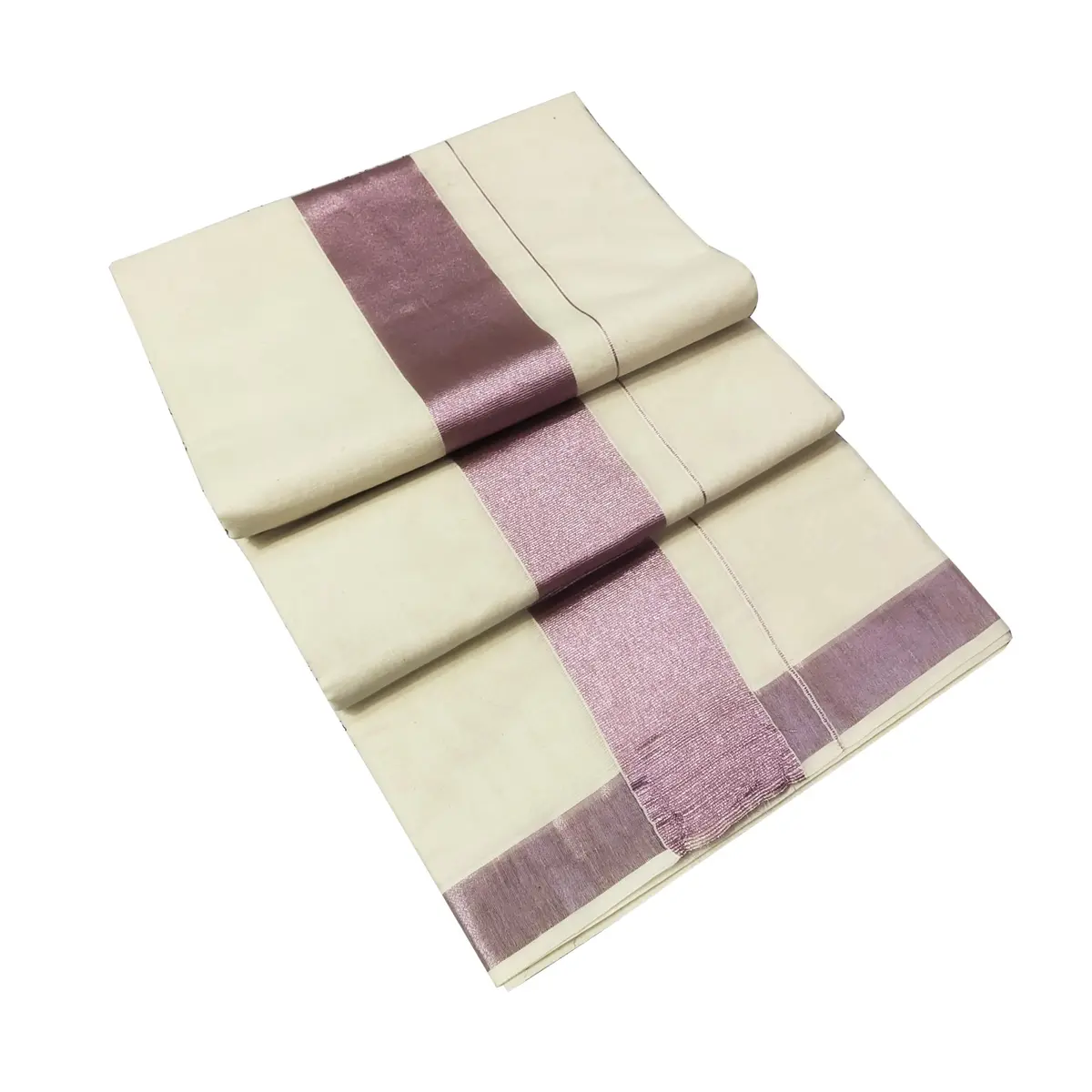 TEXATION Plain Cotton Kasavu Saree with Running Blouse 5.5m (18.04 ft) | Authentic Kerala Weave for Festivals - view 2
