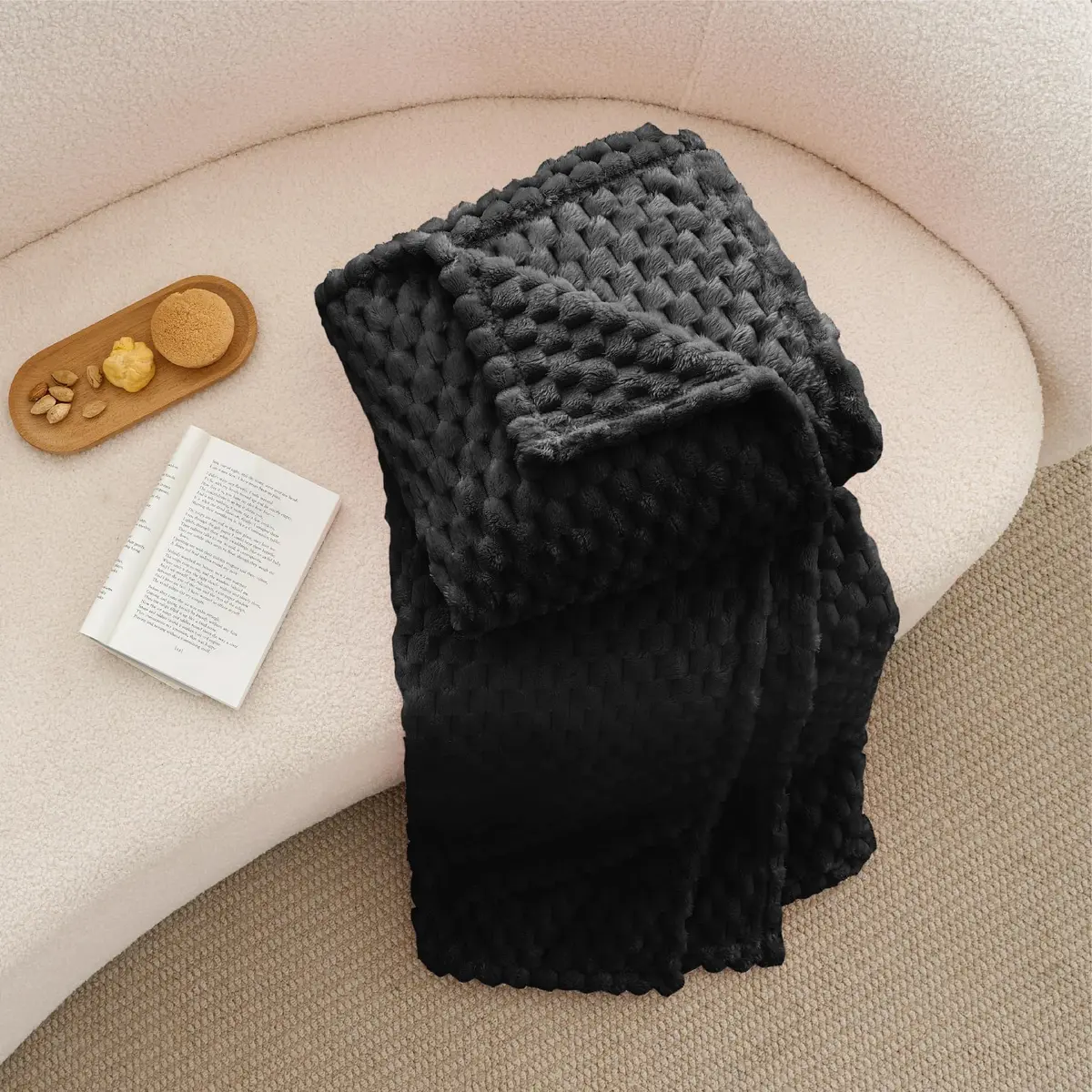 BEDELITE Black Twin Blanket for Couch, 60x80 Inches | Soft Cozy All-Season Fuzzy Throw - view 6