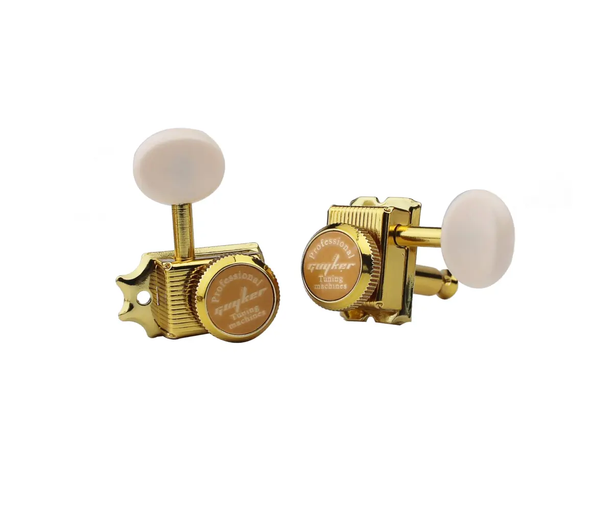 guyker 6 Inline Vintage Guitar Lock String Tuners – Locking Tuning Key Pegs for Electric, Folk or Acoustic Guitars – Gold, Cream Handle | Finer Tuning & Stability - view 3