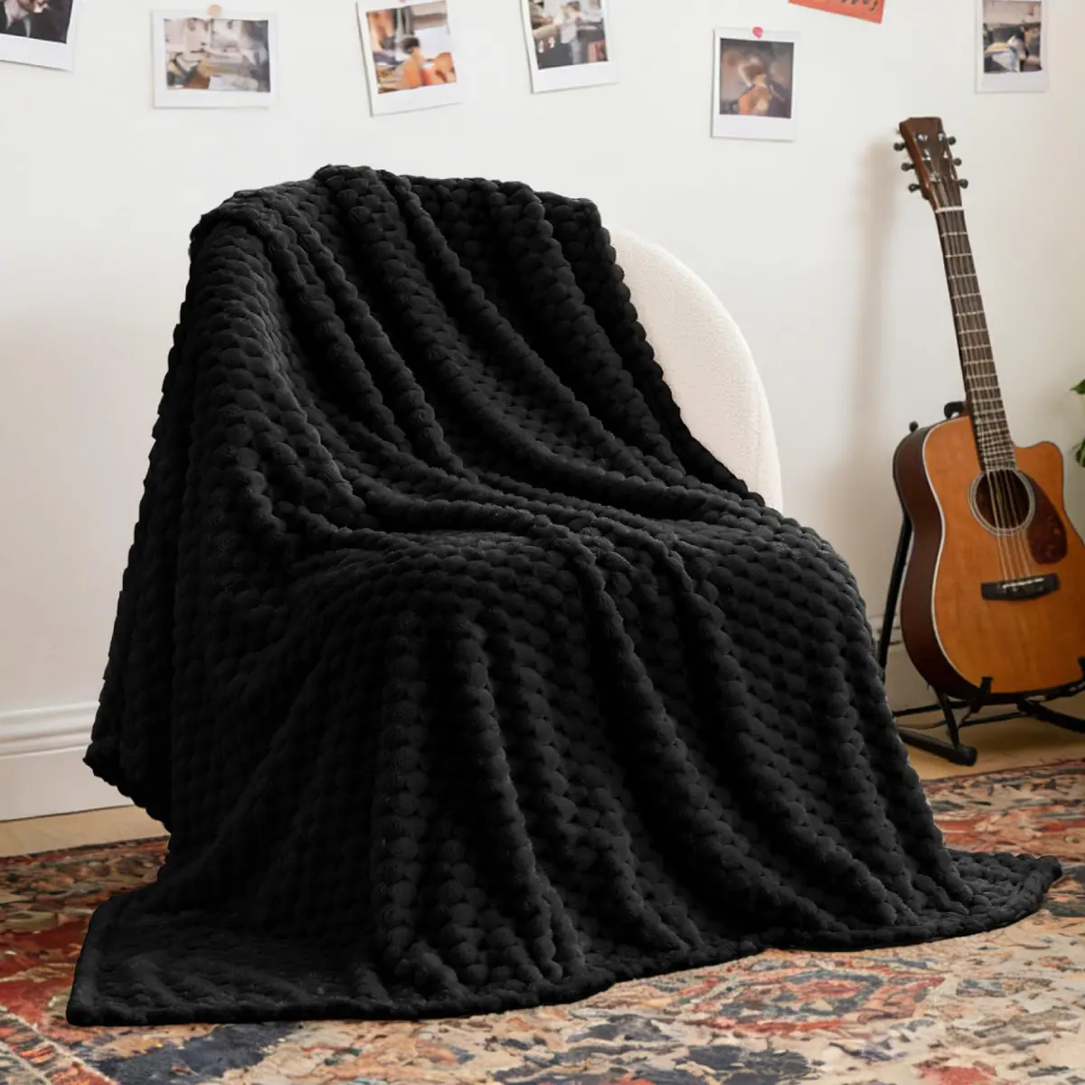 BEDELITE Black Throw Blanket for Couch, 50x60 Inches | Super Soft Cozy Fuzzy Blanket for All Seasons - main product image