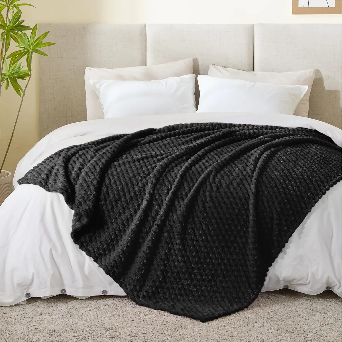 BEDELITE Black Throw Blanket for Couch, 50x60 Inches | Super Soft Cozy Fuzzy Blanket for All Seasons - view 5