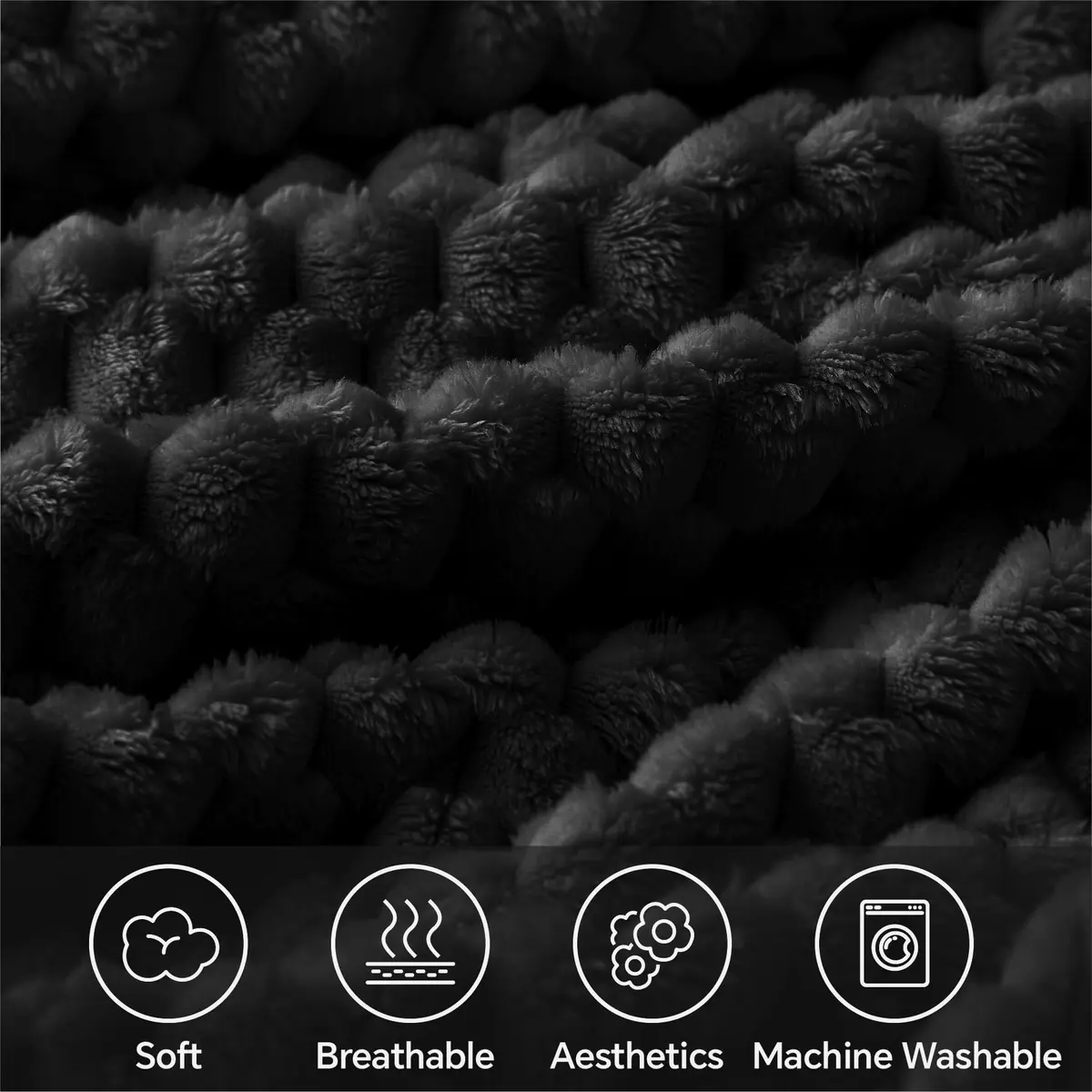 BEDELITE Black Throw Blanket for Couch, 50x60 Inches | Super Soft Cozy Fuzzy Blanket for All Seasons - view 3