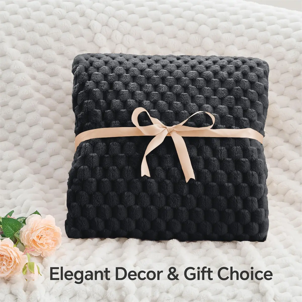 BEDELITE Black Throw Blanket for Couch, 50x60 Inches | Super Soft Cozy Fuzzy Blanket for All Seasons - view 4