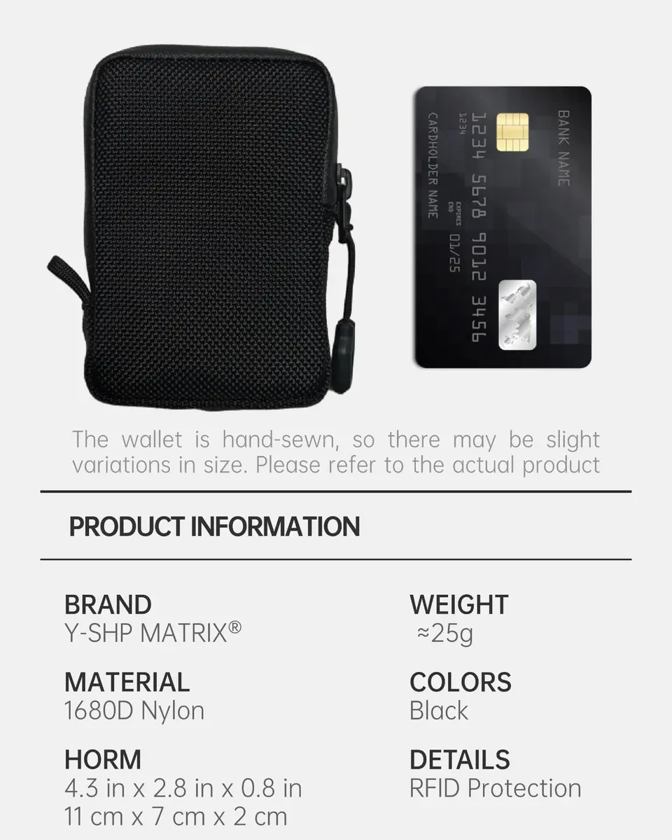 Y-SHP MATRIX EDC Wallet | RFID Blocking Zipper Wallet for Men, Compact & Durable (4.3 x 2.8 x 0.8 inches) - view 2