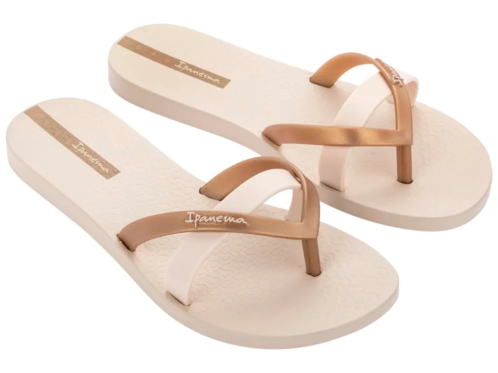 Ipanema KIREI FEM Flip Flops Beige Gold | Stylish Vegan Supportive Casual Footwear - main product image