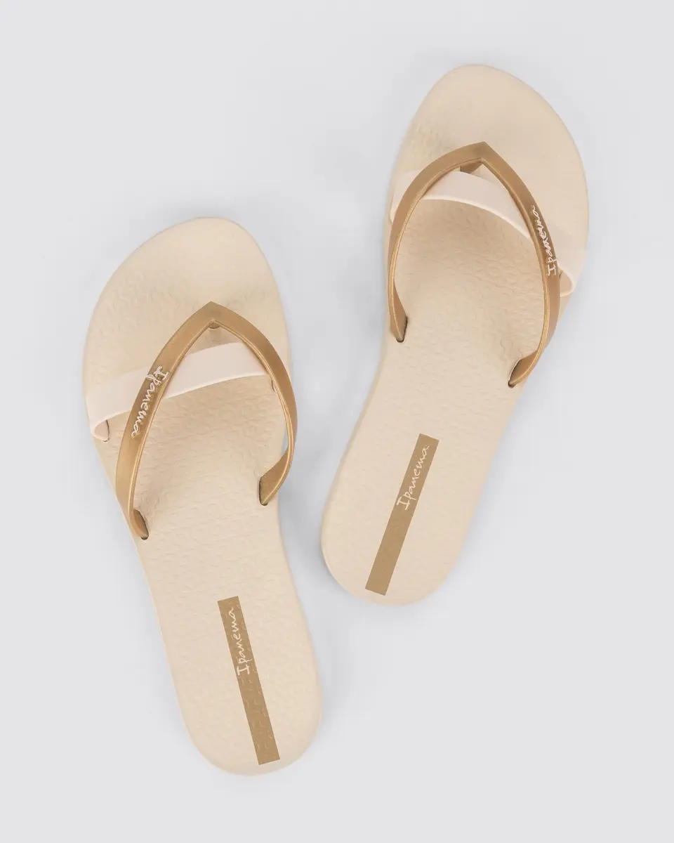 Ipanema KIREI FEM Flip Flops Beige Gold | Stylish Vegan Supportive Casual Footwear - view 3