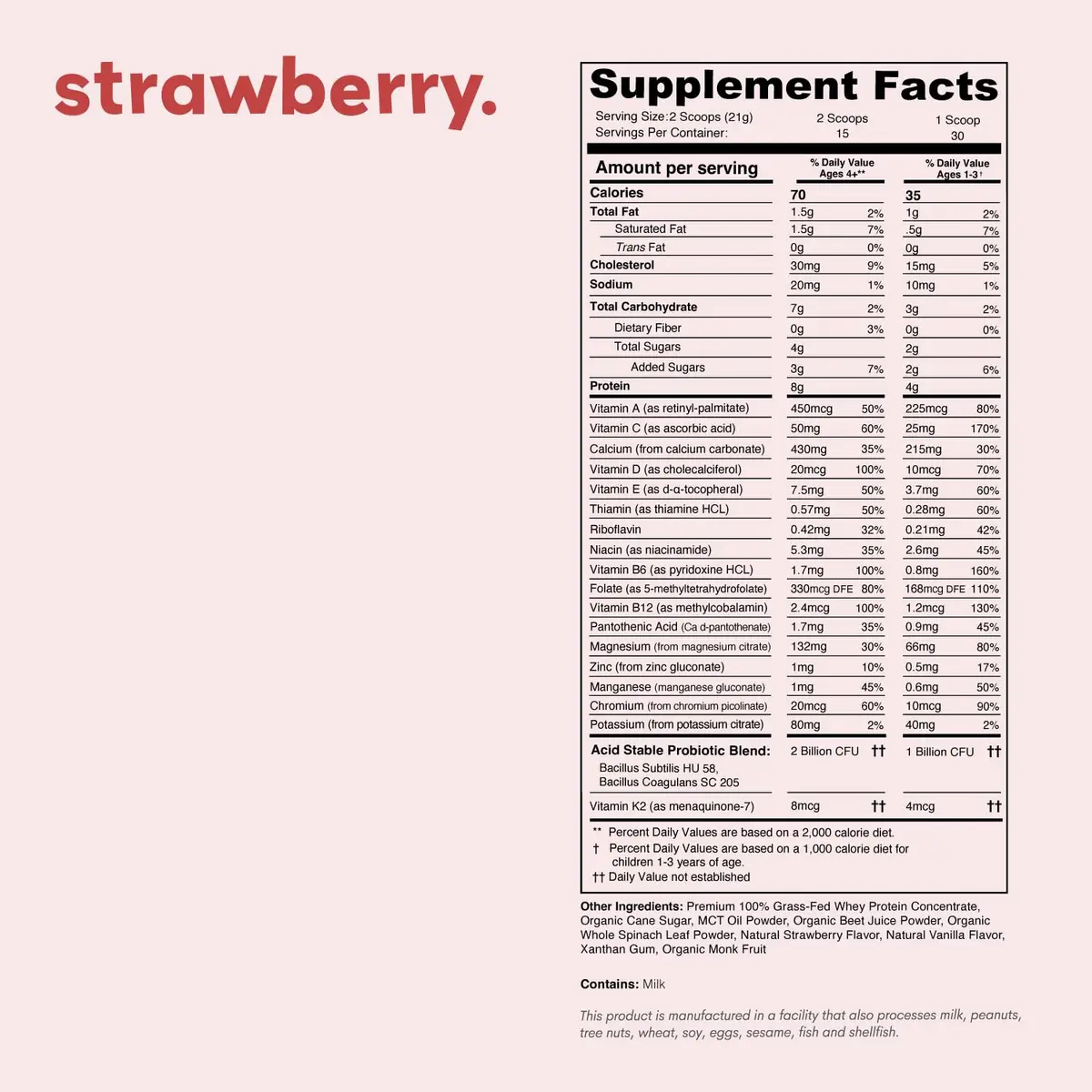 Nurished Mighty Strawberry Milk 11.1oz | Kids Daily Protein & Multivitamin with Probiotics - view 4