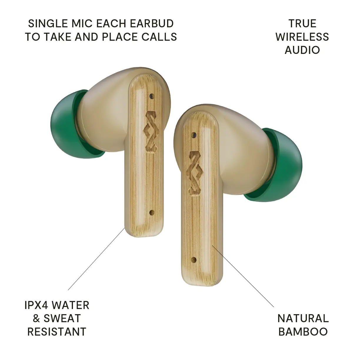House of Marley Little Bird True Wireless Earbuds Cream | 6 Hours Playtime, USB-C Quick Charge - view 3