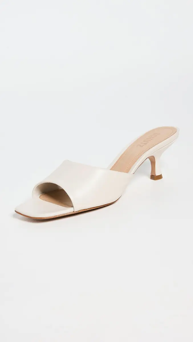 SCHUTZ Dethalia Slide Heels Pearl 9 Medium US | Open Toe, Kitten Heel, Leather Upper - view 3