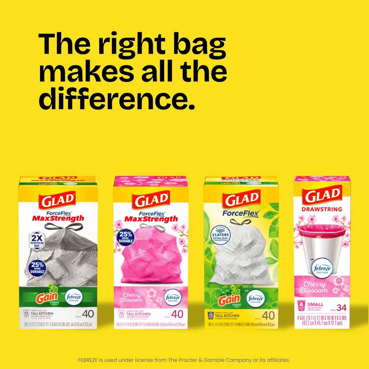 Glad ForceFlex Tall Kitchen Drawstring Trash Bags 13 Gal (40 Count) | Fragrance-Free, Rip & Leak Protection - view 9