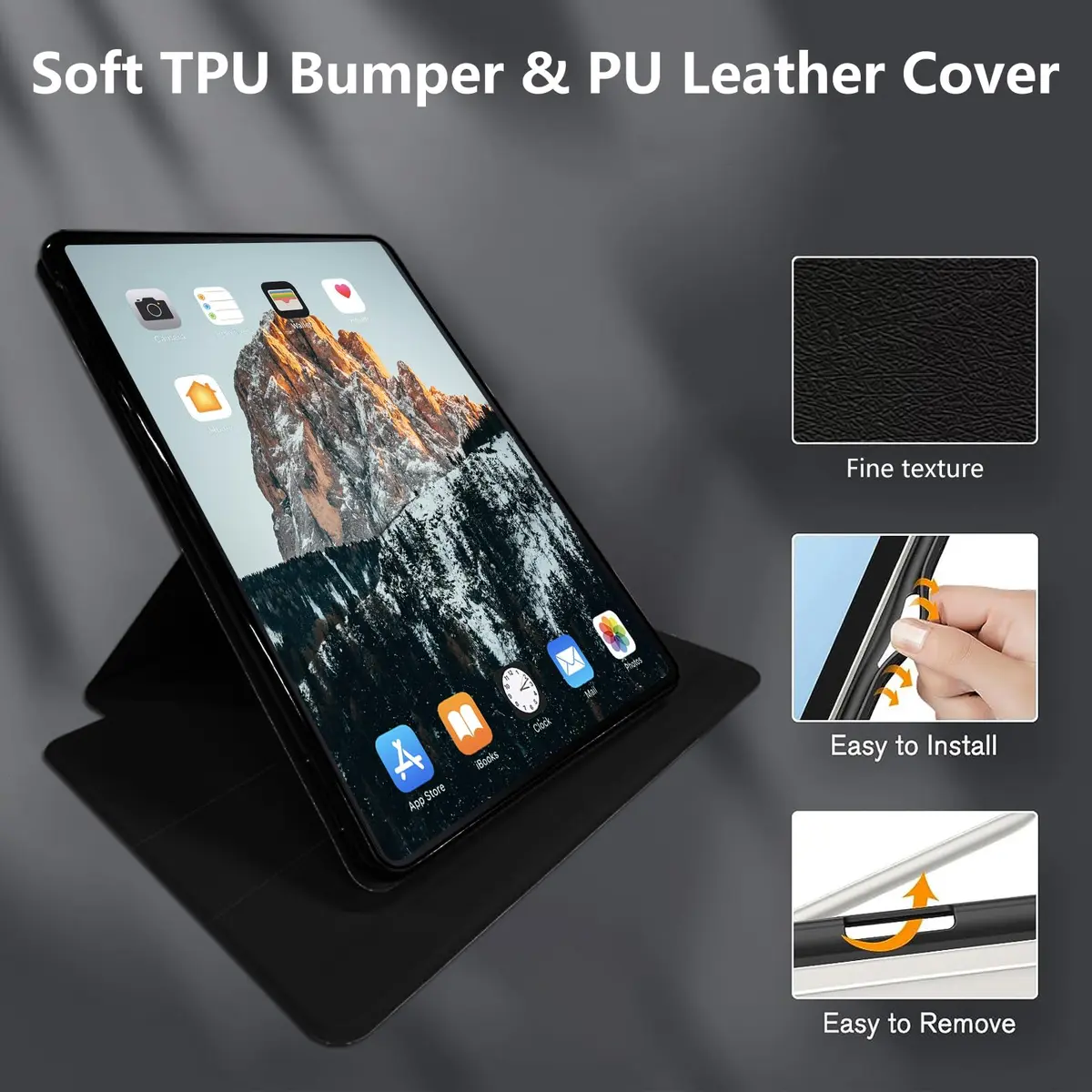 RMJKXQZG Microsoft Surface Pro Case - TPU Buffer, PU Leather, 360 Swivel Stand, Auto Wake/Sleep, Shockproof, Color Collision - view 4