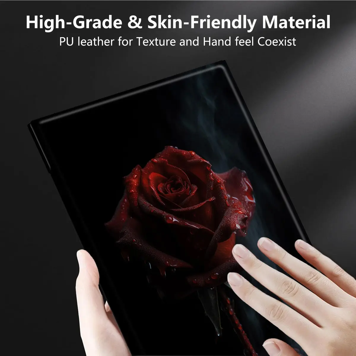 RMJKXQZG Microsoft Surface Pro 7/6/5/4 Case with Soft TPU Buffer, PU Leather, 360° Swivel Stand, Auto Wake/Sleep, Shockproof, Roses in The Rain - view 2