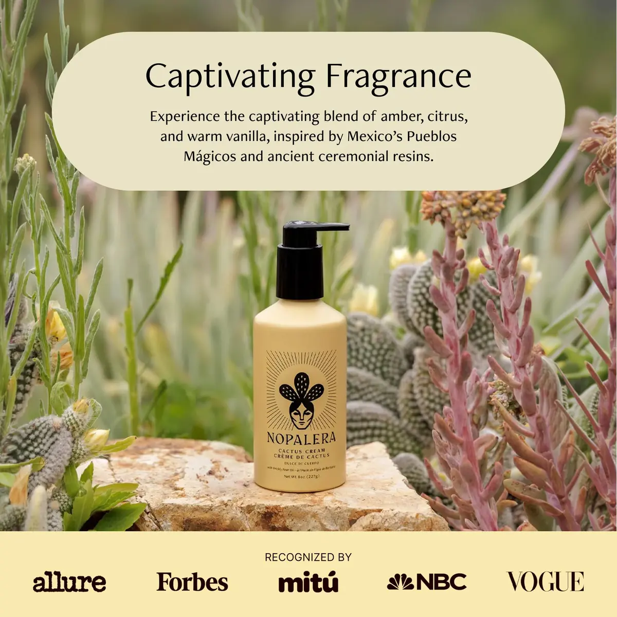 Nopalera Dulce de Cuerpo Cactus Cream Moisturizing Body Lotion 8 oz | Vegan, Prickly Pear Oil, Amber, Vanilla - view 8