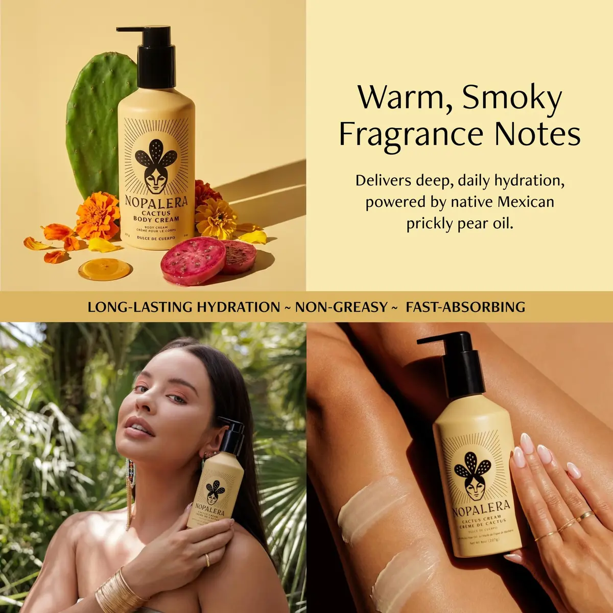 Nopalera Dulce de Cuerpo Cactus Cream Moisturizing Body Lotion 8 oz | Vegan, Prickly Pear Oil, Amber, Vanilla - view 2