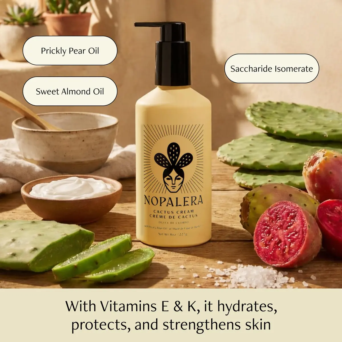 Nopalera Dulce de Cuerpo Cactus Cream Moisturizing Body Lotion 8 oz | Vegan, Prickly Pear Oil, Amber, Vanilla - view 4