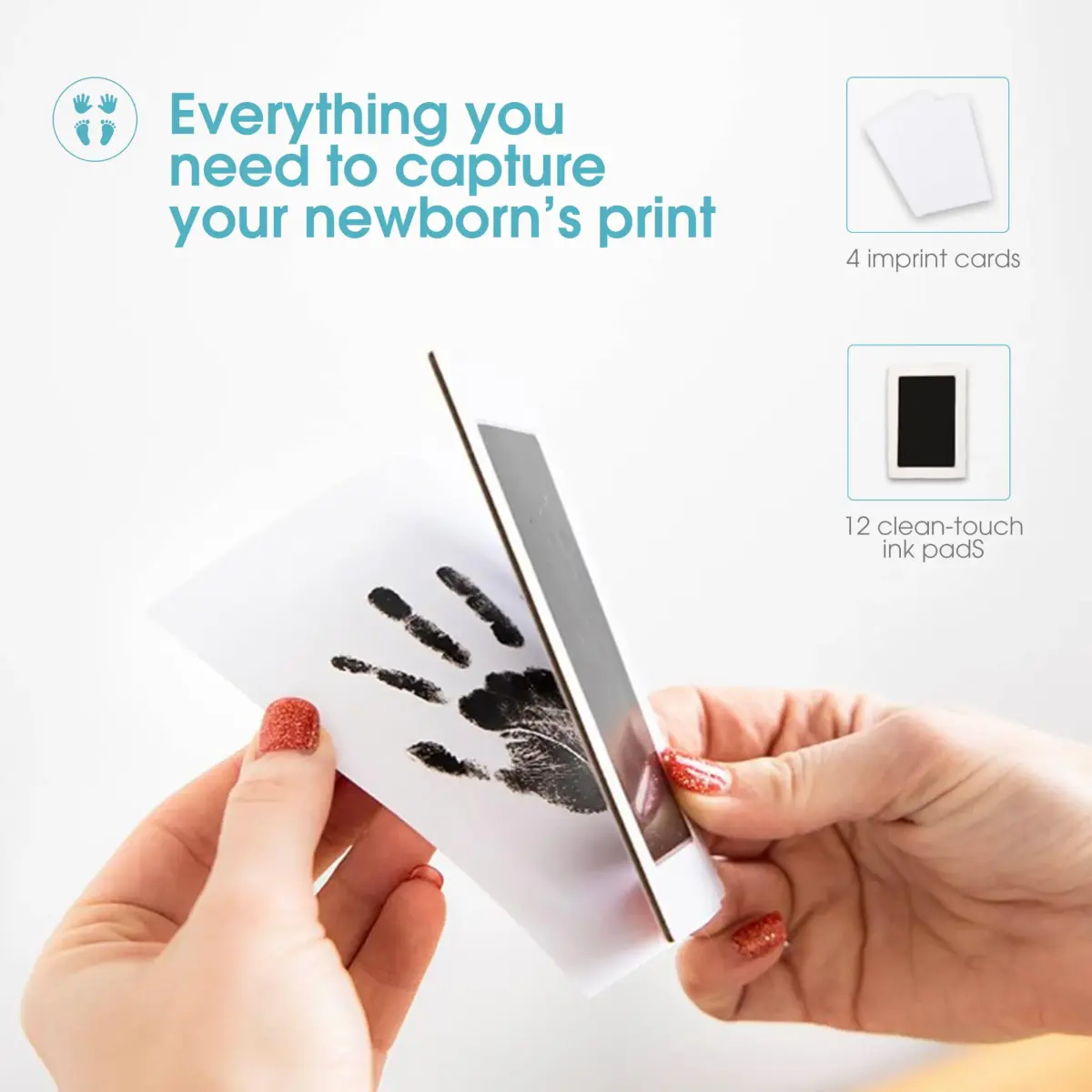 Pearhead Clean Touch Ink Pad Kit 4-Pack, Black | Mess-Free Baby & Pet Prints - view 2