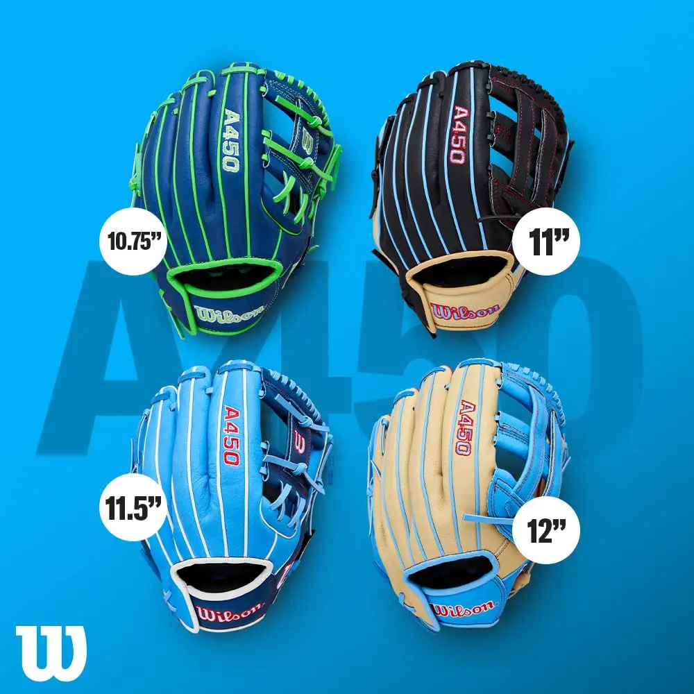 Wilson A450 10.75” Youth Infield Baseball Glove - Right Hand Throw, Grey/Red/Royal | Lightweight Durability - view 8