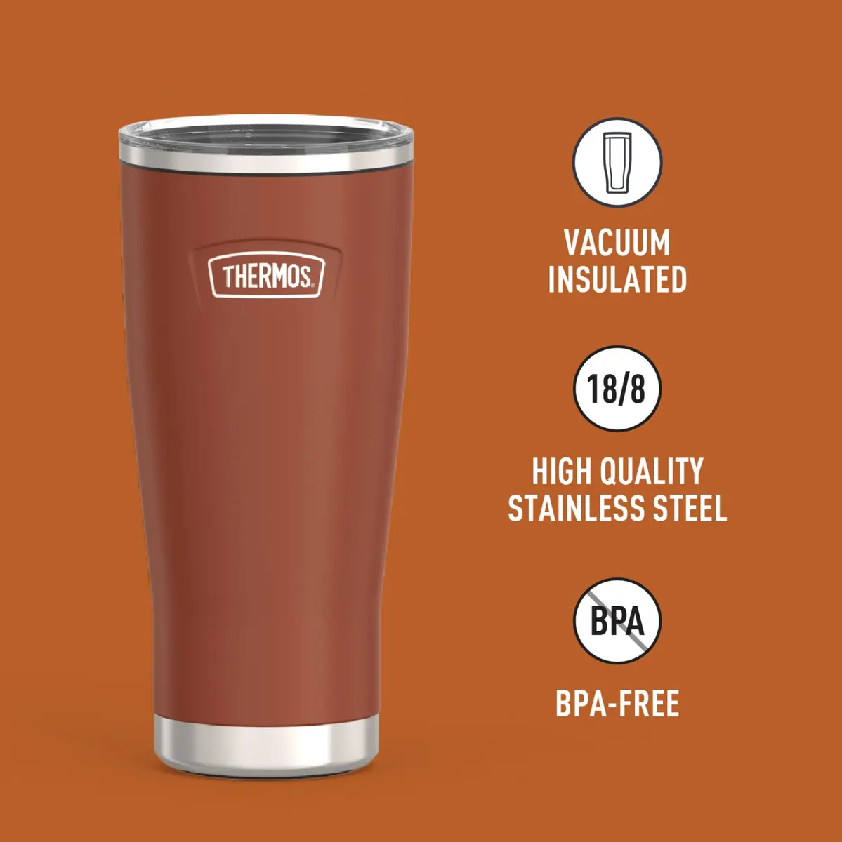 THERMOS Icon Series 24oz (680ml) Stainless Steel Tumbler with Slide Lock Lid | Griptec™ Non-Slip Base - view 2