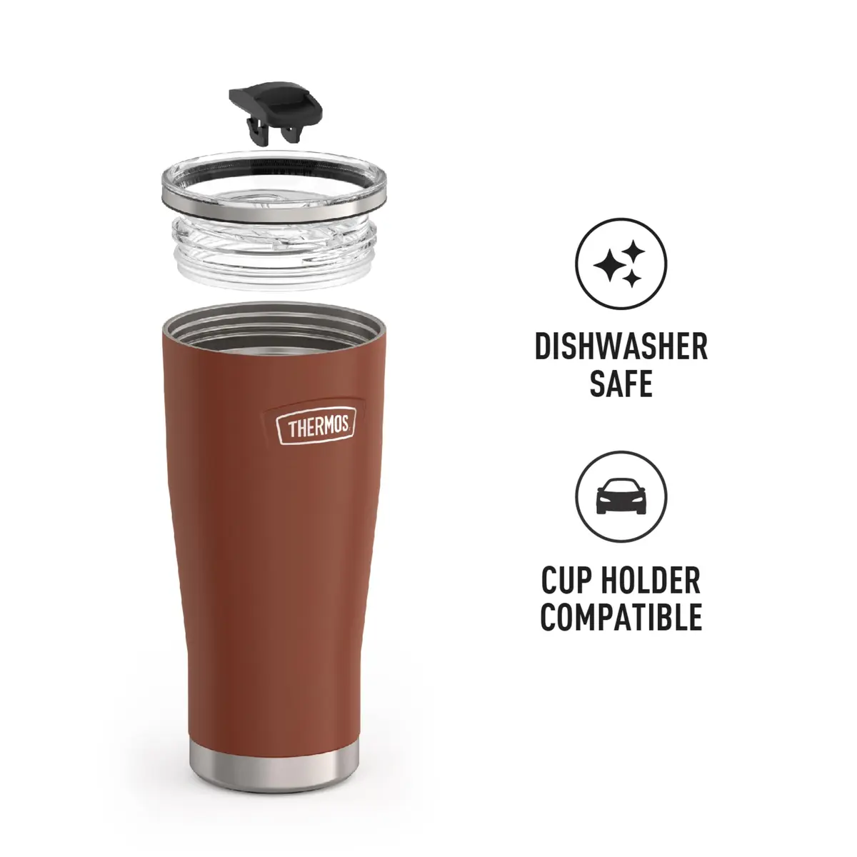 THERMOS Icon Series 24oz (680ml) Stainless Steel Tumbler with Slide Lock Lid | Griptec™ Non-Slip Base - view 3