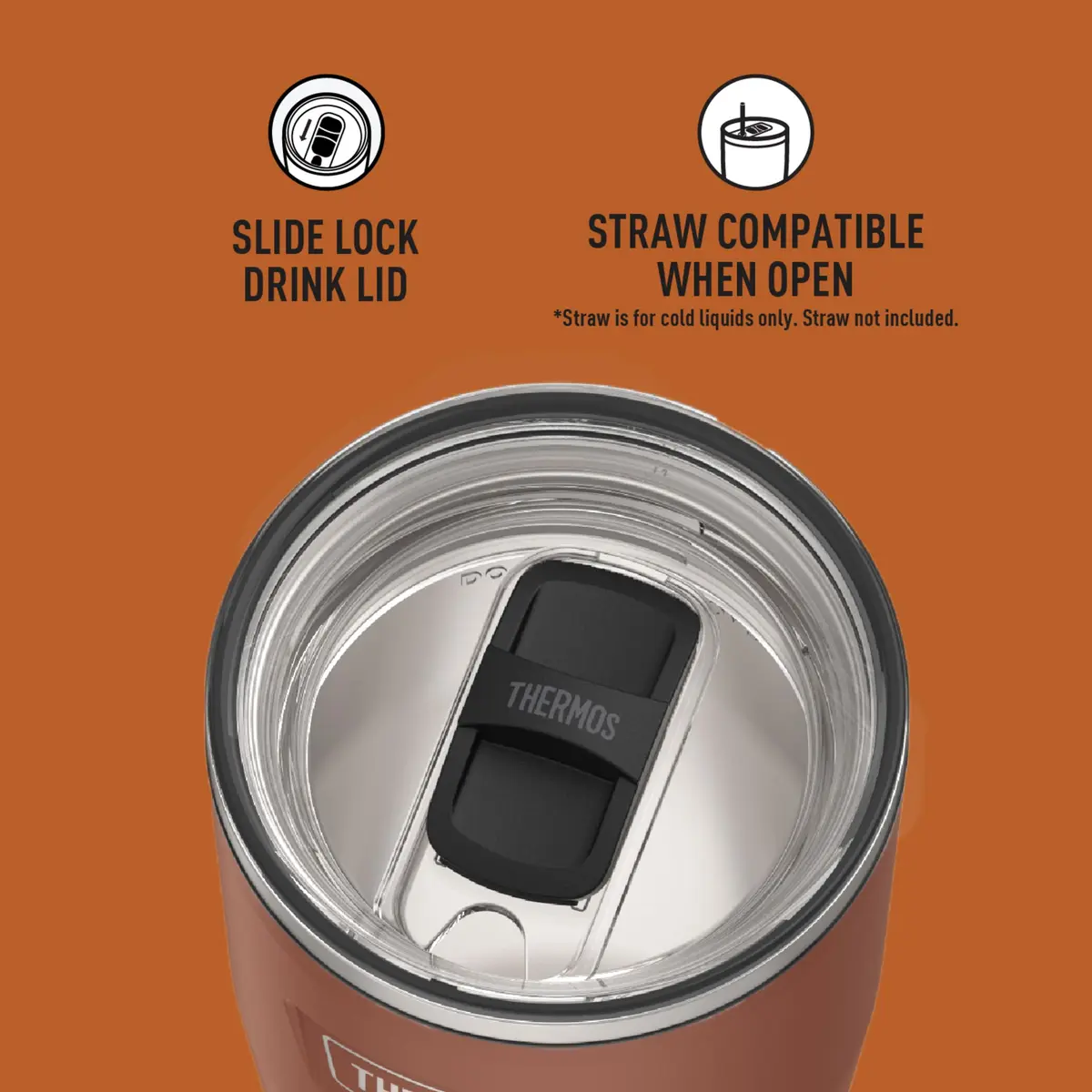 THERMOS Icon Series 24oz (680ml) Stainless Steel Tumbler with Slide Lock Lid | Griptec™ Non-Slip Base - view 4