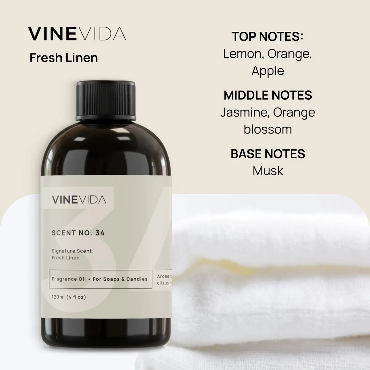 VINEVIDA Fresh Linen Fragrance Oil for Diffusers 16 Fl Oz | Long-Lasting Air Freshener & Refill - view 2