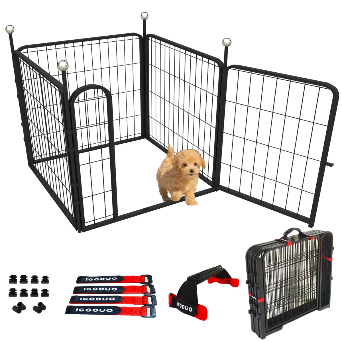IGOOUO Puppy Playpen 24'' Portable Dog Playpen for Small Dogs | Easy-Carry, Rustproof & Versatile - main product image