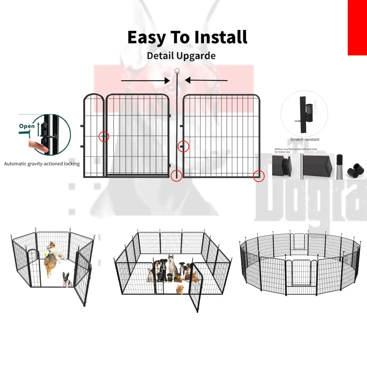 IGOOUO Puppy Playpen 24'' Portable Dog Playpen for Small Dogs | Easy-Carry, Rustproof & Versatile - view 6