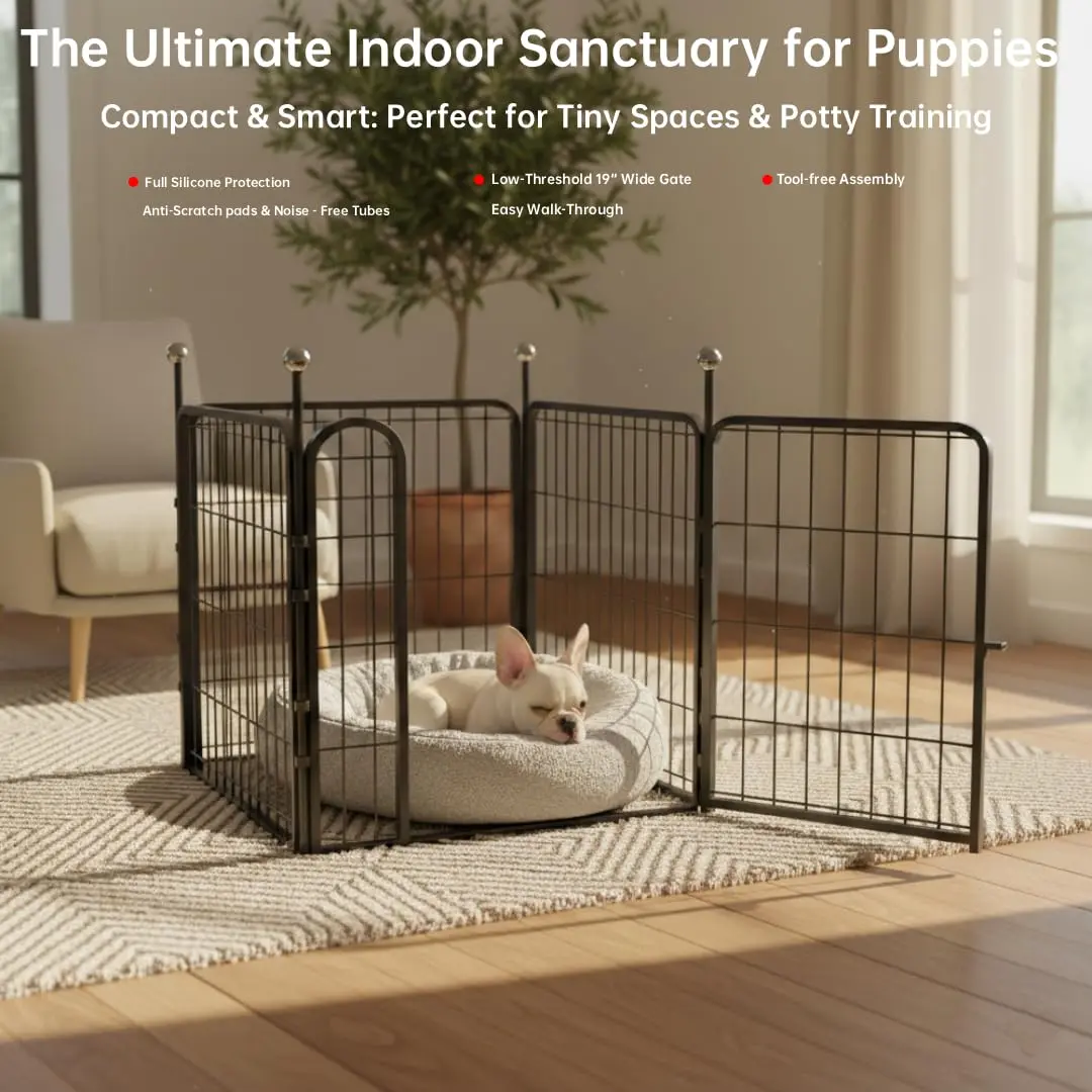 IGOOUO Puppy Playpen 24'' Portable Dog Playpen for Small Dogs | Easy-Carry, Rustproof & Versatile - view 2