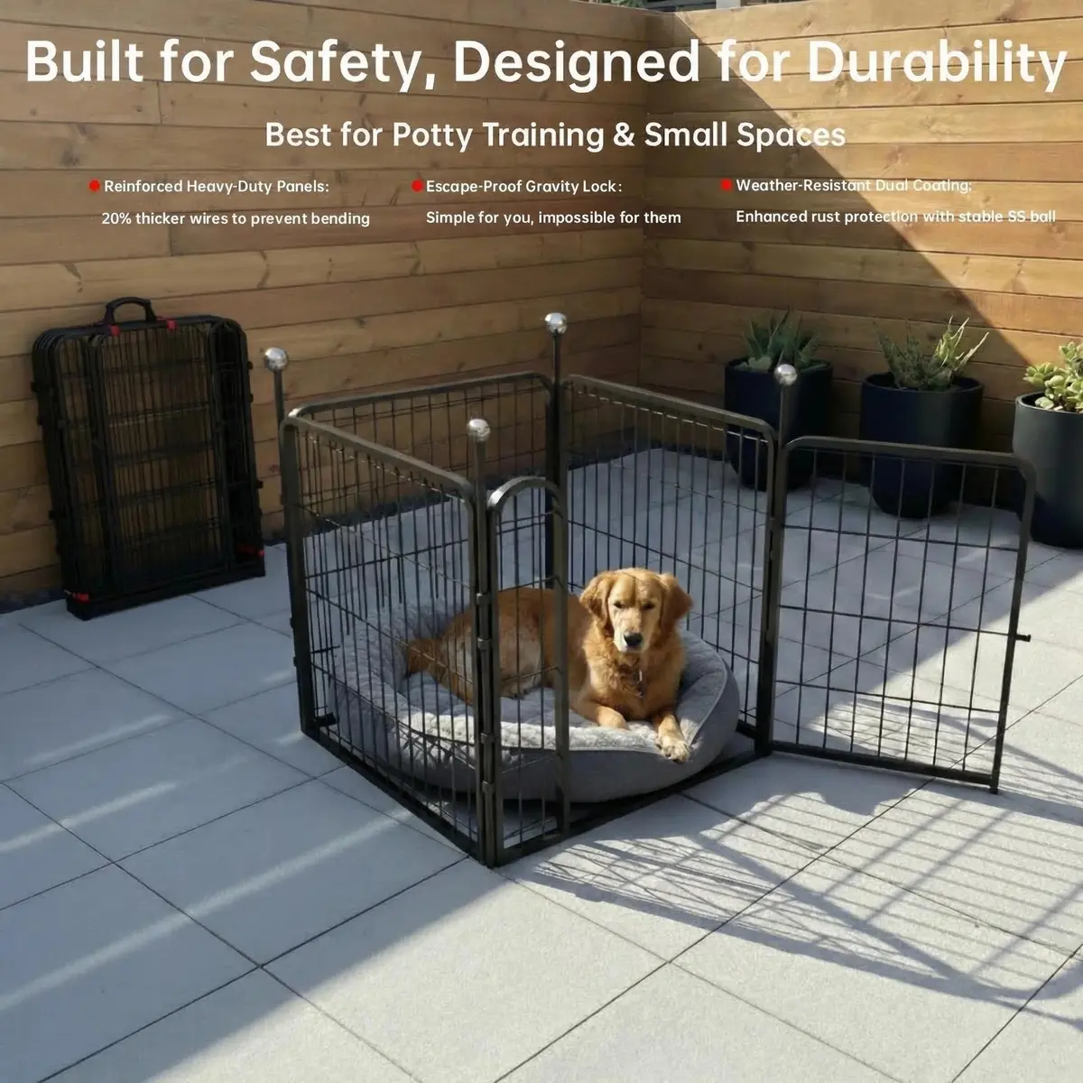 IGOOUO Puppy Playpen 24'' Portable Dog Playpen for Small Dogs | Easy-Carry, Rustproof & Versatile - view 3