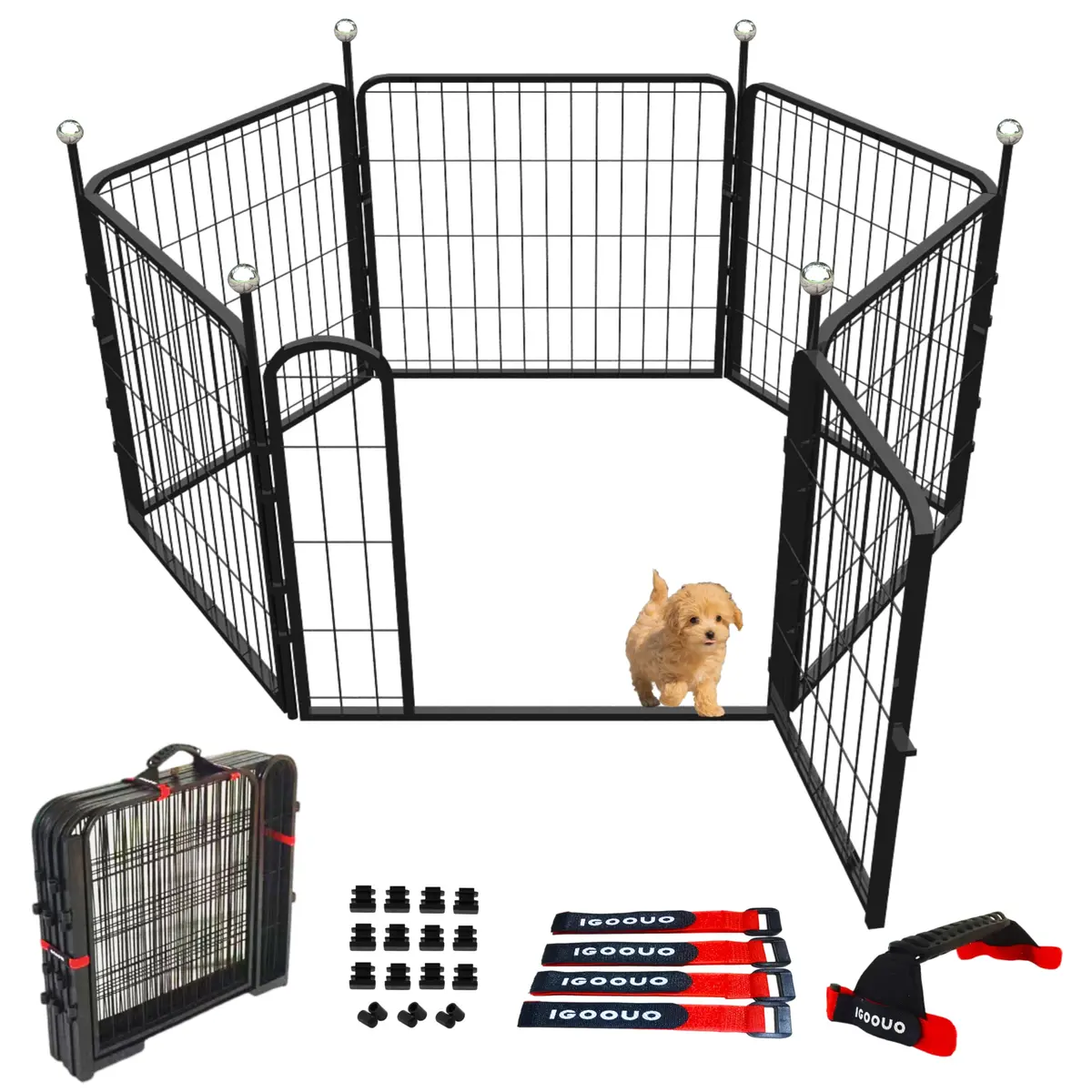 IGOOUO Puppy Playpen 24'' | Portable Indoor/Outdoor Dog Enclosure for Small Dogs - main product image