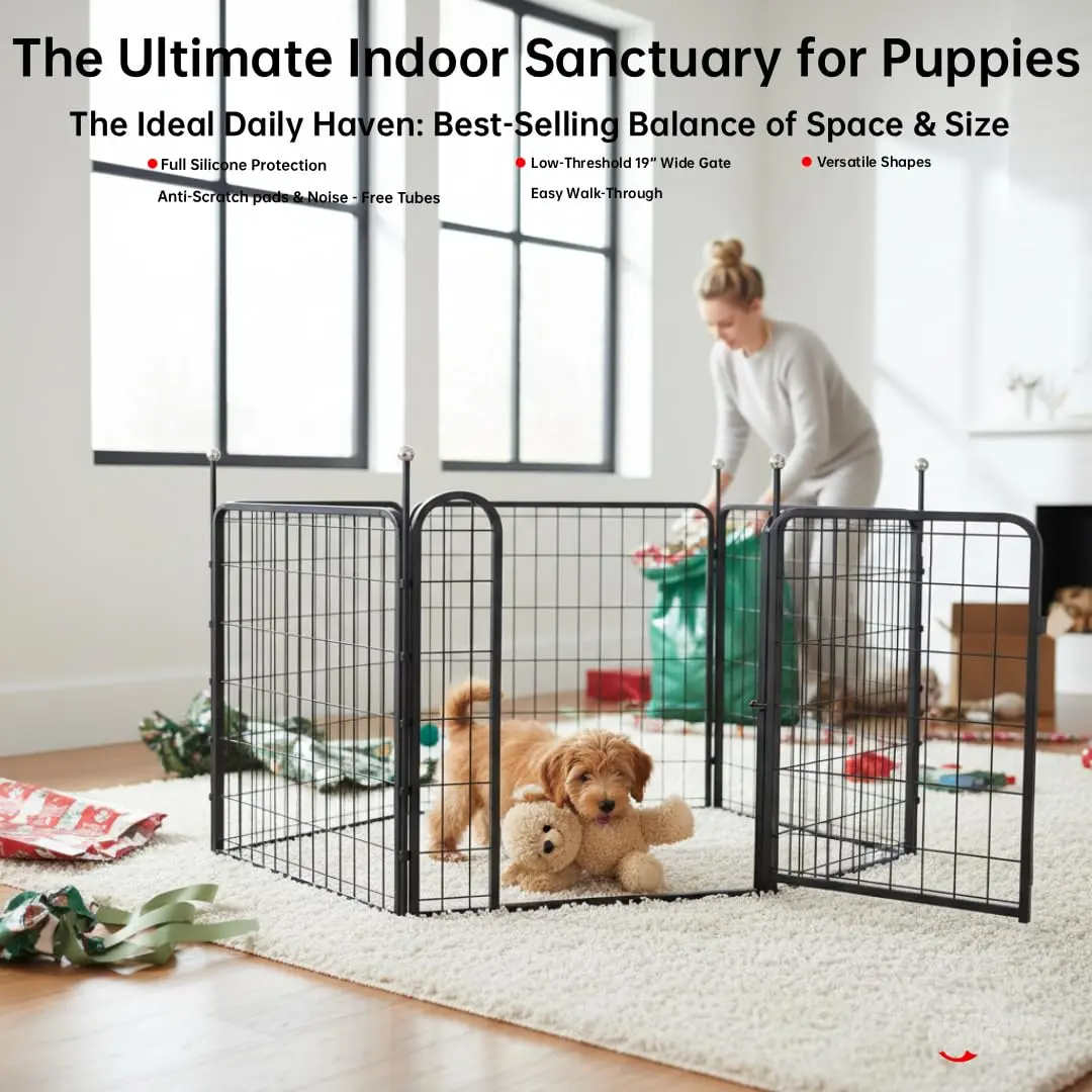 IGOOUO Puppy Playpen 24'' | Portable Indoor/Outdoor Dog Enclosure for Small Dogs - view 2