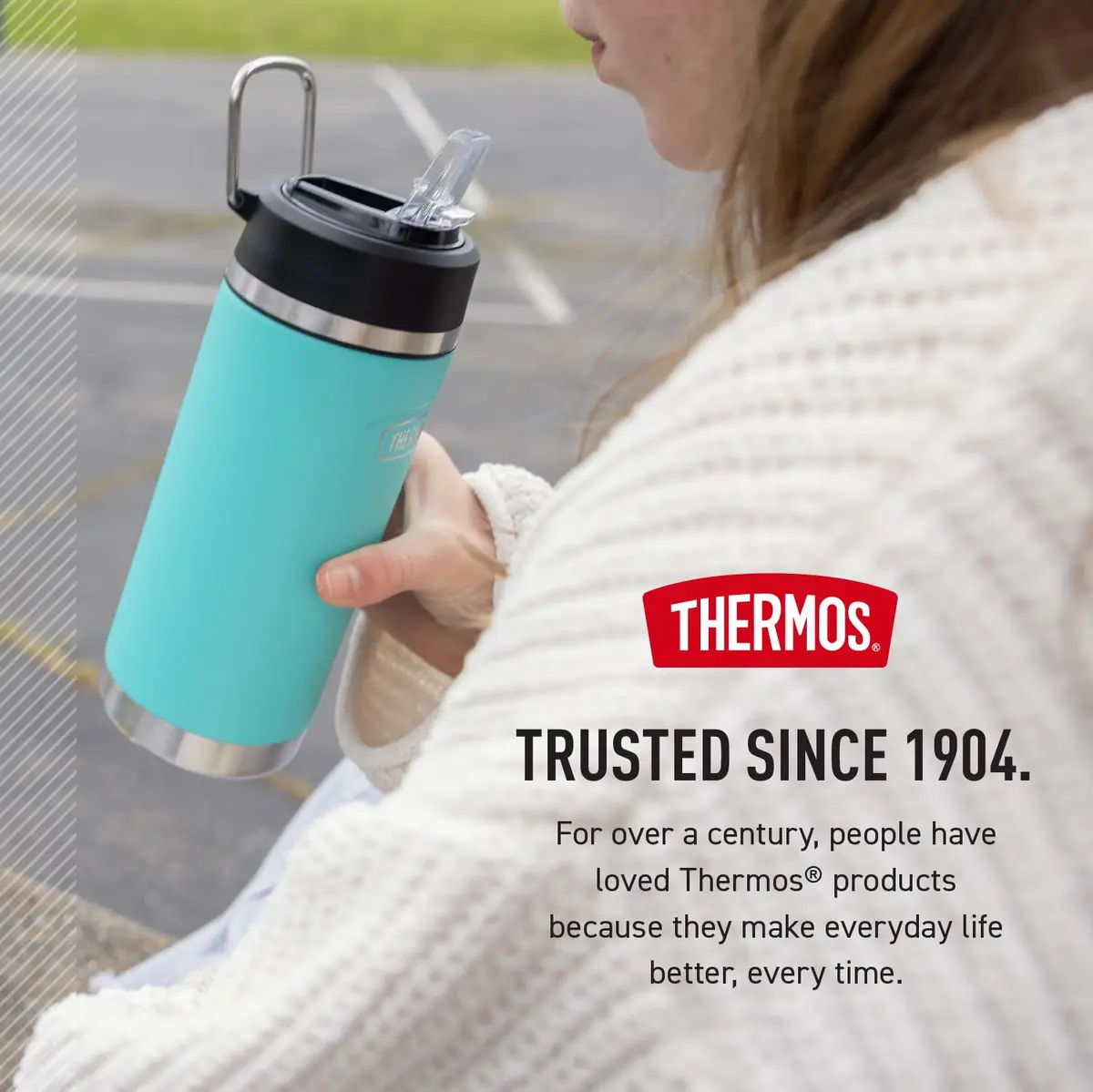 THERMOS ICON SERIES 18oz Lime Water Bottle | Keeps Drinks Cold 16h, Durable Stainless Steel, Straw Lid - view 8