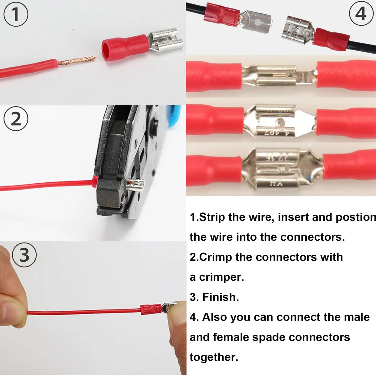 Feggizuli 350pcs Crimp Connectors 19 Types Copper, Red, Blue, Yellow | Quick, Safe & Long-Lasting - view 6