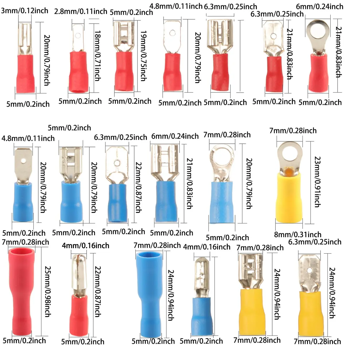Feggizuli 350pcs Crimp Connectors 19 Types Copper, Red, Blue, Yellow | Quick, Safe & Long-Lasting - view 9