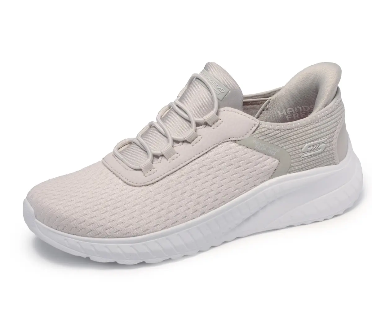 Skechers Women's Hands Free Slip-ins BOBS Squad Chaos - Off-White, Size 8 Wide | Cushioned Memory Foam, Breathable Knit - main product image